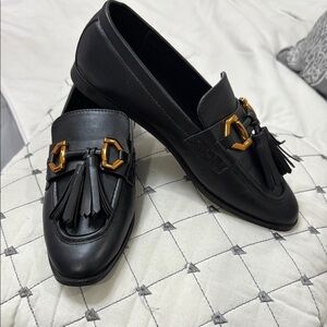 Zara Black Loafers with Gold Accent